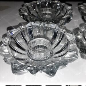 CRISTAL DE FLANDRE CANDLE HOLDERS 8 FRENCH VINTAGE CRYSTAL FLORILEGE 3 5/8"